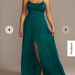 Davids Bridal size 24 long satin bridesmaids dress in color “gem”